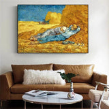 Pintado a mano Vincent Van Gogh Trabajo Almuerzo Pinturas al óleo pintadas a mano Decoraciones abstractas para habitaciones
