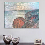 Met de hand geschilderde Claude Monet-klif bij Dieppe Bewolkt Weer 1897 Kunstlandschapsolieverfschilderijen