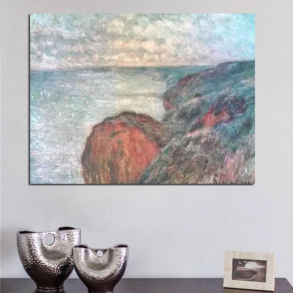 Hand Painted Claude Monet Cliff near Dieppe Cloudy Weather 1897 Art Landscape Oil Paintings