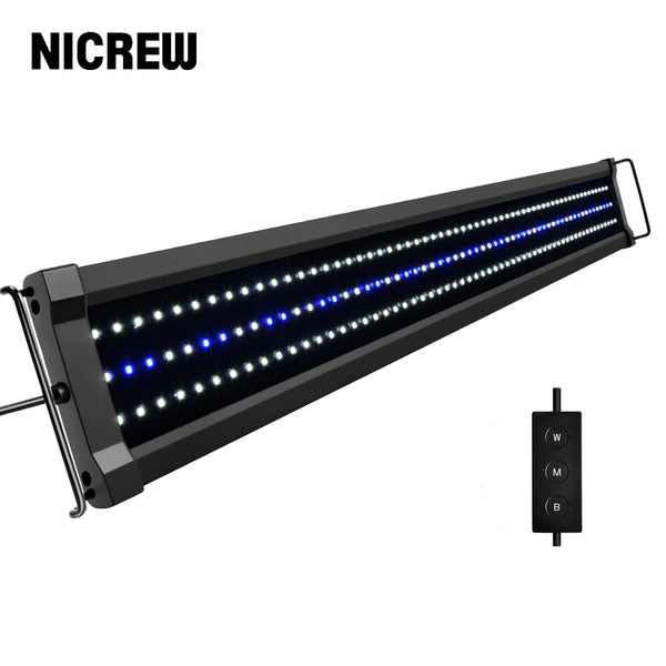 LED Gen2 Aquarium Light Dimmable Lighting Fish Tank Lamp 2-Channel Control White Blue Aquatic Plant Light with Controller