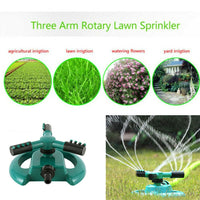 Aspersor de jardín, riego automático, césped, rotación de 360 ​​grados, boquillas de 3 brazos, sistema de aspersor de agua para jardín