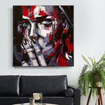 Hand Painted Oil paintings Francoise Nielly Canvas Women Smoking Painting Palette Knife Face