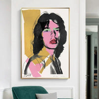 Handmålade Retro Andy Warhol Canvas Oljemålningar Mick Jagger Porträtt
