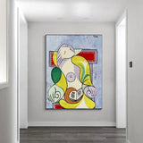 Figuras pintadas a mano de Picasso Mary Teresa, pinturas al óleo abstractas, lienzo, arte de pared para decoración de pared del hogar
