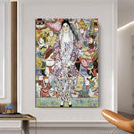 Handgemaltes Porträt von Maria Beale, Wandkunst, Leinwandgemälde, Gustav Klimt, Ölgemälde, Raumdekoration