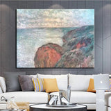 គូរដោយដៃ Claude Monet Cliff នៅជិត Dieppe Cloudy Weather 1897 Art Landscape Paintings