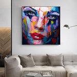 Manus picta Art in Canvas Nielly Style Francoise Abstract Effigies Women Blue Face Oil Painting