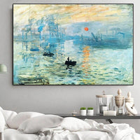 رسمت باليد اللوحة الشهيرة كلود مونيه الانطباع شروق الشمس المناظر الطبيعية النفط اللوحة جدار ديكور فني