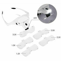 Magnifying Glasses LED Light Headband Illuminated Magnifier Head Mount Loupe Magnifier Optical Glass Tool for Repair Reading