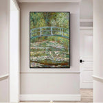គូរដោយដៃ Claude Monet Water Lily និងគំនូរប្រេងកូនក្រមុំជប៉ុន ផ្ទាំងក្រណាត់ជញ្ជាំង