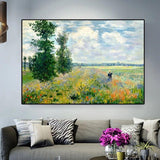 Manus picta Monet Poppies In Argenteui Landscape Canvas Painting Wall Art