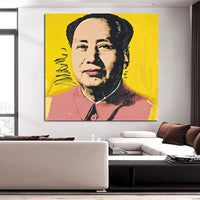 Péinteáil Ola Lámhphéinteáilte Andy Warhol Mao Zedong Carachtar Portráid Maisiúcháin Chanbhás Ealaíne Balla