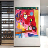 Rankomis tapyti Wassily Kandinsky aliejiniai paveikslai Drobė Abstrakti sinestezijos menas Sunkioji raudona paroda Muziejus Sienos meno dekoras