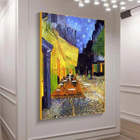 Handgemaltes berühmtes Van-Gogh-Café-Terrasse bei Nacht, Ölgemälde auf Leinwand, Wandkunst