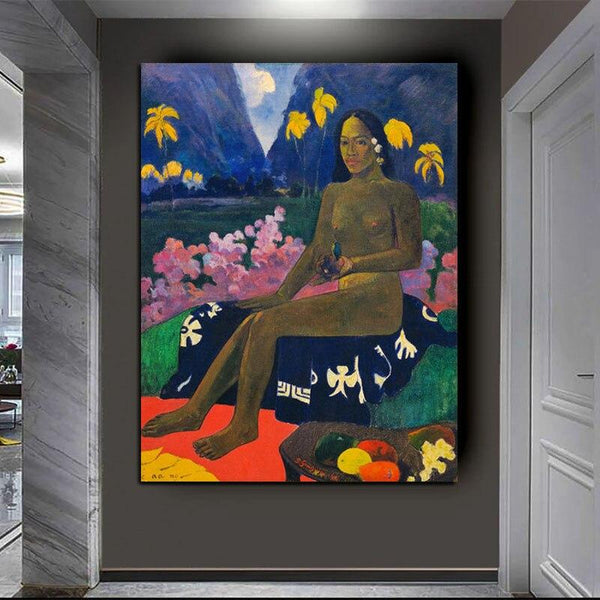 Hand Painted Oil Painting Paul Gauguin Seed of Eleo Figure Nordic Abstract Retro Wall Art size