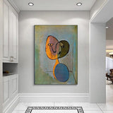 Pintures a l'oli pintades a mà Retrat de Picasso de dona Art de paret en llenç abstracte per a la decoració de la paret de la llar