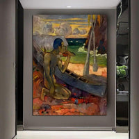 Hand Painted Oil Painting Paul Gauguin The Poor Fisherman Figure Landscape Nordic Abstract Retro Wall Art