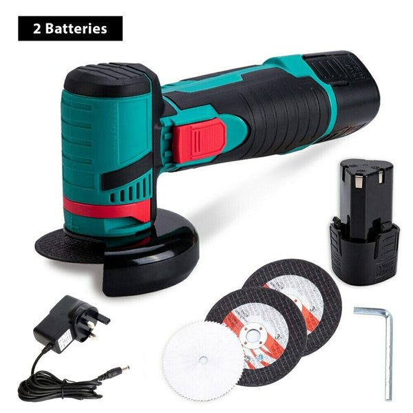 12V 500W Brushless Angle Grinder Mini Cordless Cutter Grinding Cutting Metal Wood Polishing Machine Power Tool with 2 Batteries