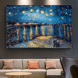 Ročno poslikana Zvezdna noč na reki Rhone Vincenta Van Gogha Slavne impresionistične oljne slike Dekor sobe