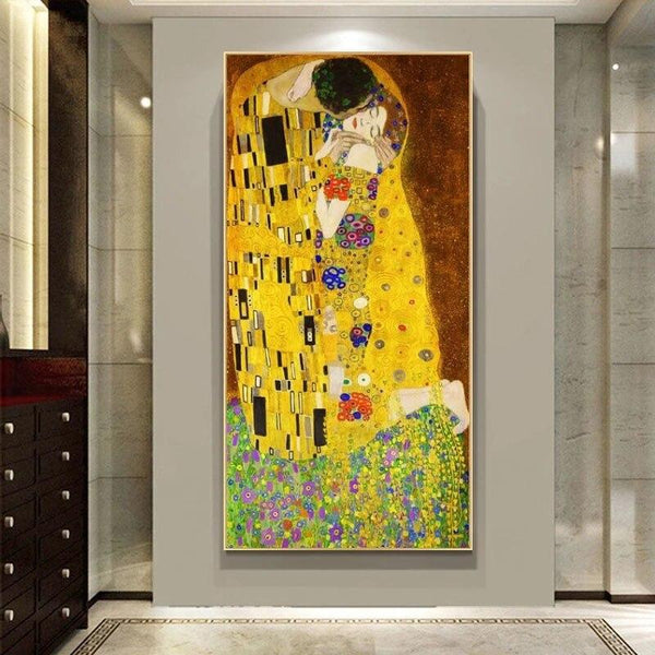 Hand Painted Classic Gustav Klimt kiss Abstract Oil Painting on Canvas Modern Arts