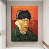Van Gogo autoportretas su nupjautomis ausimis Ranka tapytas įspūdį atspindintis simbolių sienos menas