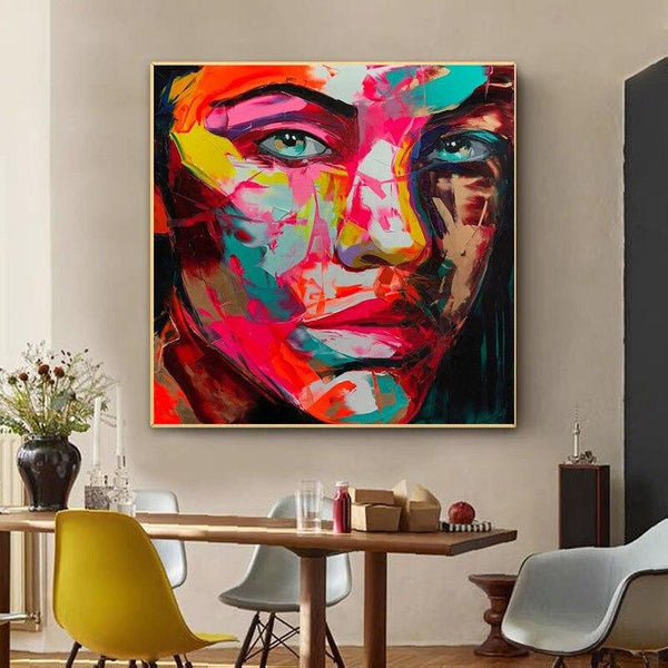 Palette knife painting portrait Palette knife Face Oil painting Impasto figure on canvas Hand Painted Francoise Nielly