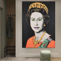 Håndmalet Queen Elizabeth II lærred Håndmalede oliemalerier Andy Warhol Wall Arts