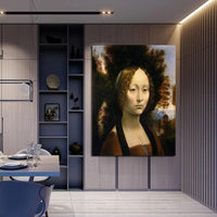 Hand Painted Oil Paintings Da Vinci Famous Ginefra de Bunci circa 1474 Canvas Wall Art for Home