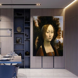Handmålade oljemålningar Da Vinci berömda Ginefra de Bunci circa 1474 Canvas väggkonst för hemmet