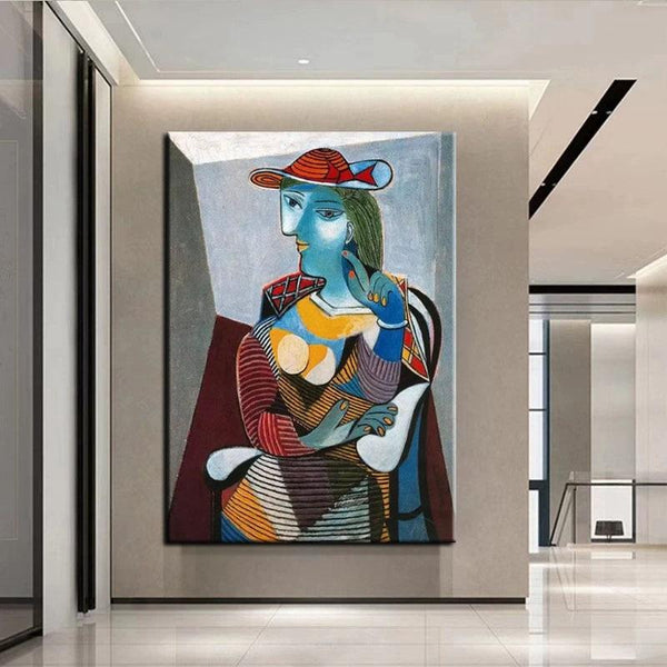 Hand Painted Famous Pablo Picasso Painting Women Painting Sitting Mary Thal Canvas Oil Painting Wall Art