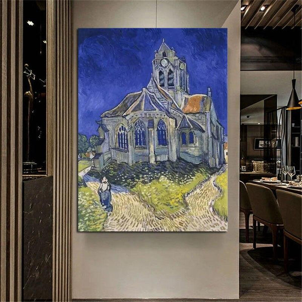 Hand Painted Van Gogh Oil Painting Orville's Church Abstract Canvas Art Wall House Decors