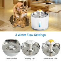 Fountain Pet Drinking Water Dispenser with LED Automatic Cat Dog Drinker Quiet Filter Cats Bowl Feeder USB Powered 2.4L