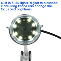 1600X USB digitális mikroszkóp 8 LED-es nagyító kézi zoom elektronikus mikroszkóp kamera endoszkóp állvánnyal PCB javításhoz