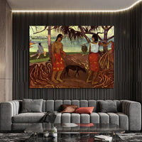 Paul Gauguin Hand Painted Oil Painting Under Pandanus Abstract People Landscape Classic Retro Decor