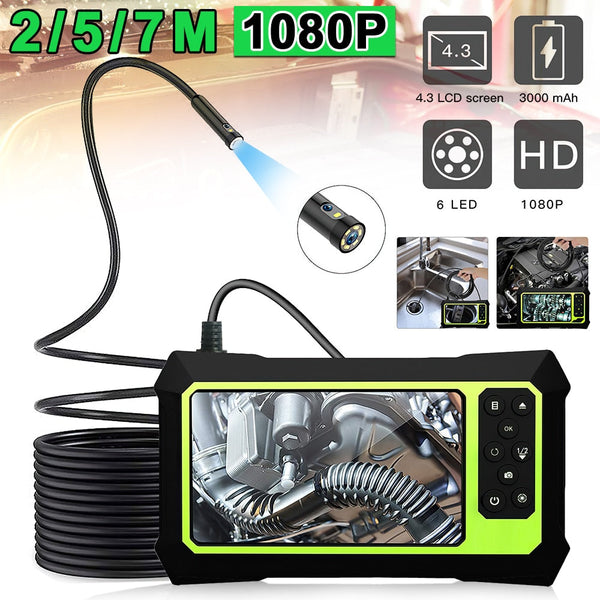 Industrial Endoscope Camera 1080P 4.3 inch LCD Digital 8mm Lens Waterproof Snake Camera Borescope Camera for Car Sewer Inspection