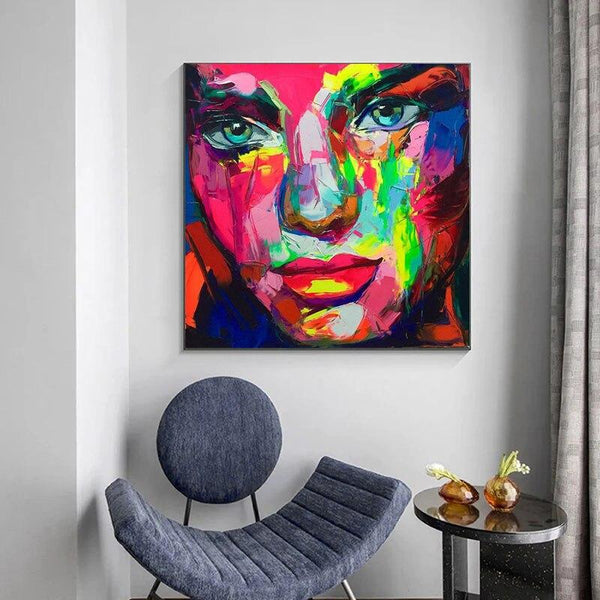Hand Painted Modern Francoise Nielly Palette Knife Portrait Face Oil Painting Character Figure Canvas Wall Art