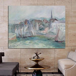 Bateaux de Claude Monet peints à la main dans le port de Honfleur, peintures à l'huile de paysage d'art d'impression 1917