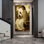 Ручно осликане класичне винтаге слике са пијаћом водом Девојка уљаним сликама Да Винчи зидна уметност за дом
