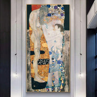 Hand Painted Gustav Klimt by The Three Ages of Woman Oil Painting on Canvas Scandinavian Wall Art