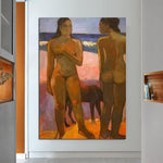 Pintura a l'oli d'art pintada a mà Paul Gauguin Dos nus en una platja de Tahiti Impressionisme Persones Decoració abstracta de l'habitació