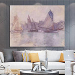 Hand Painted Claude Monet Boats in the Port of Le Havre 1882-83 Impression Art Landscape Oil Painting