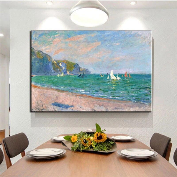 Hand Painted Modern Abstract Landscape Wall Art Famous Monet The Coast of St. Datres Canvas Painting Nordic Room Decorative