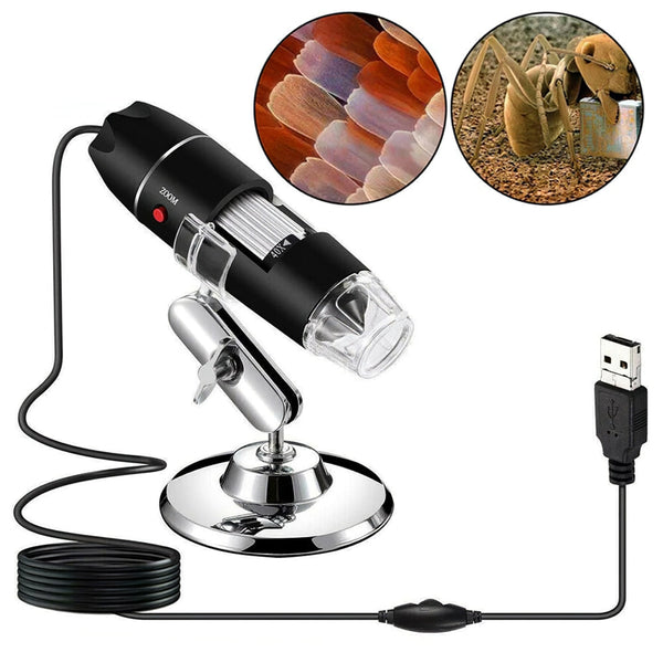 1600X USB Digital Microscope 8 LED Magnifier Handheld Zoom Electronic Microscope Camera Endoscope with Stand for PCB Repair