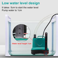 Aquarium Water Pump Ultra-Quiet Submersible Water Fountain Pump Fish Tank Filter Bottom Suction Pump for Fish Pond Filter