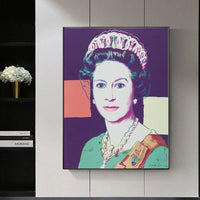 Håndmalet dronning Elizabeth II Andy Warhol mesterværk lærred oliemalerier vægge