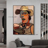 Tela decorativa abstracta pintada a mà famosa marinera i art Picasso per al disseny de la decoració de l'habitació