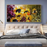 Modern Abstract Hand Painted Flower Van Gogh Sunflower Painting on Canvas Art Poster Decoration