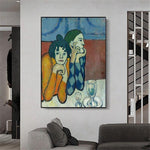 رسمت باليد لوحات زيتية بيكاسو اثنين من المهرجين مجردة قماش جدار الفن