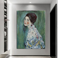 Hand Painted Classic Gustav Klimt Ms. Portrait Abstract Oil Painting Modern Arts