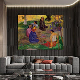 Paul Gauguin Hand Painted Oil Painting Small Talk Abstract Landscape People Nordic Classic Retro Decor